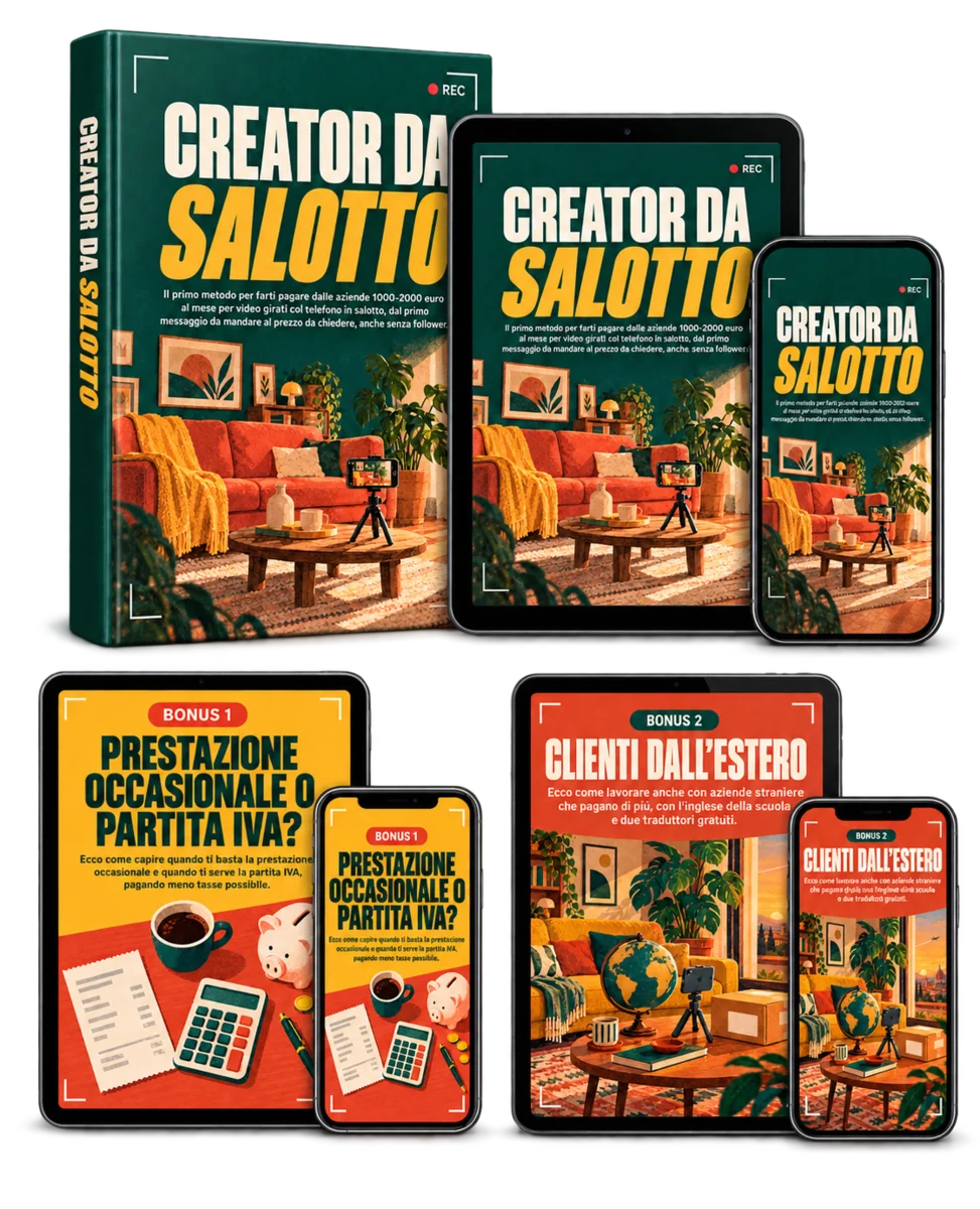 Creator da Salotto con i 2 bonus, su libro, tablet e telefono